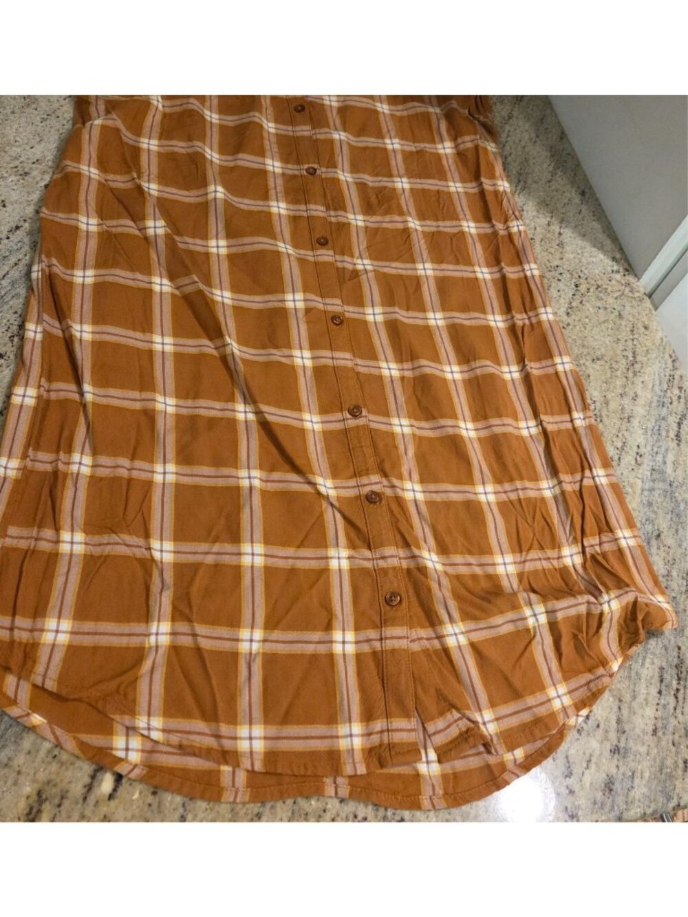 Plaid Shirt Dress OLD NAVY Women's Size M Short Sleeve Yellow Brown Knee Length - Picture 5 of 13